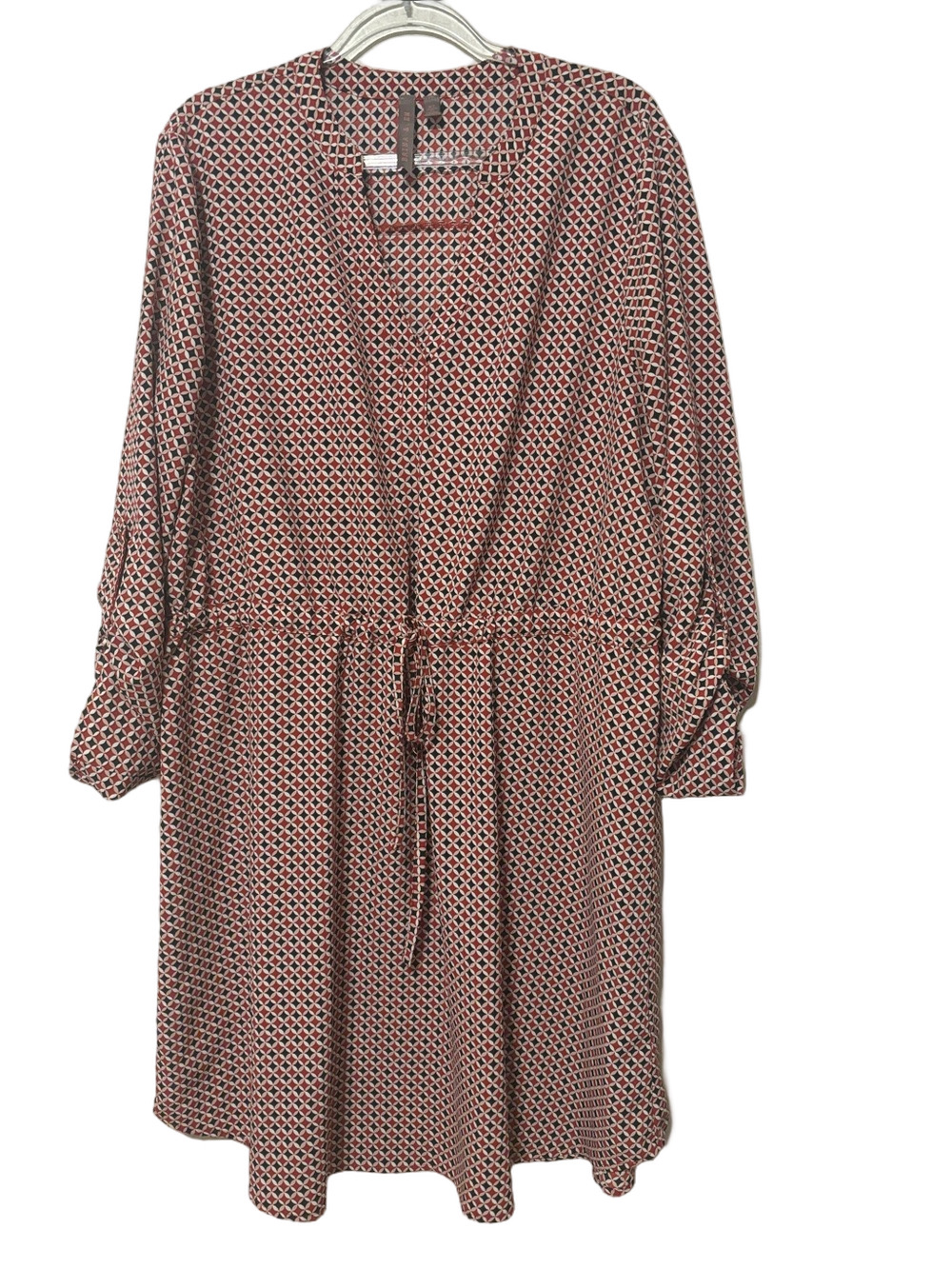 Printed Drawstring Waist Dress in sienna size XL GUC